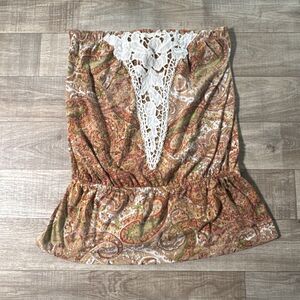 Daytrip Multicolor Paisley Tube Top Women M Floral Y2K Boho Tunic Coachella